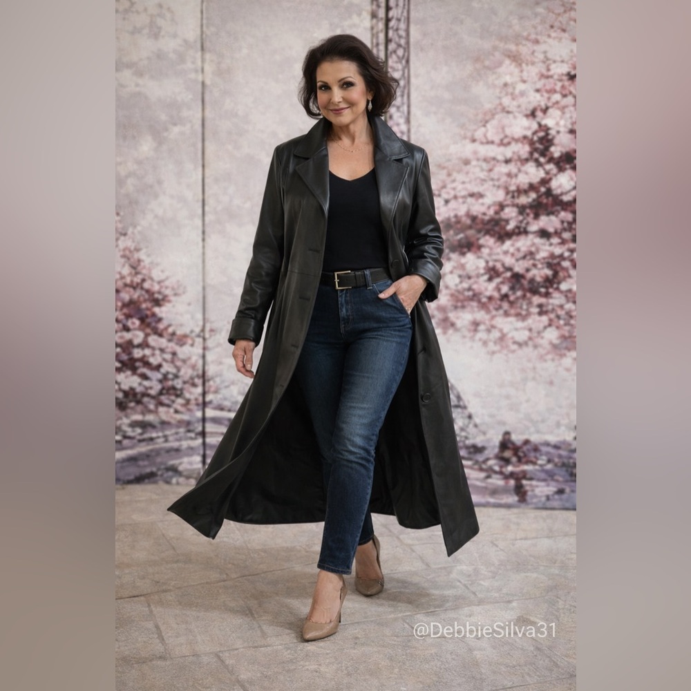 VINTAGE/CLASSIC  ANN TAYLOR GENUINE LEATHER FULL LENGTH COAT - Picture 7 of 13